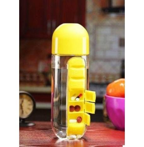 Бутылка для воды с таблетницей Pill Vitamin Water Bottle Yellow