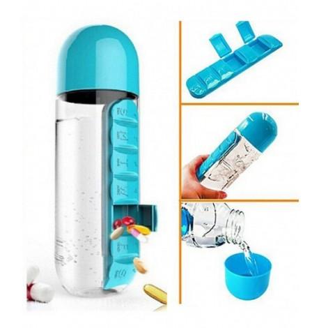 Бутылка для воды с таблетницей Pill Vitamin Water Bottle Blue