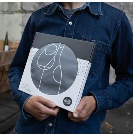 Эко сумка из саржи "Вино" (серая)