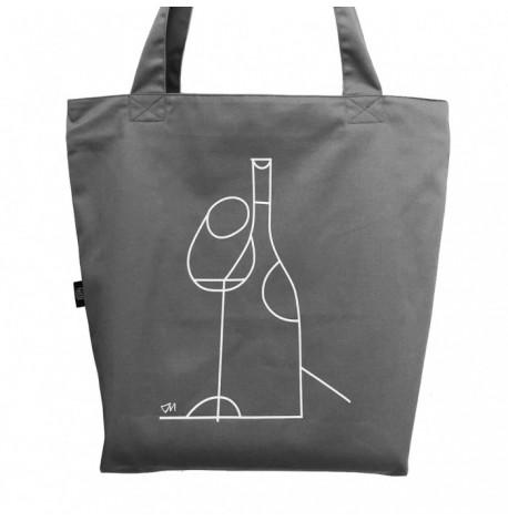 Эко сумка из саржи "Вино" (серая)