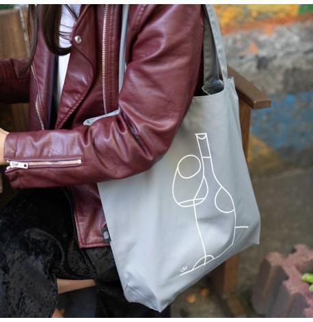 Эко сумка из саржи "Вино" (серая)