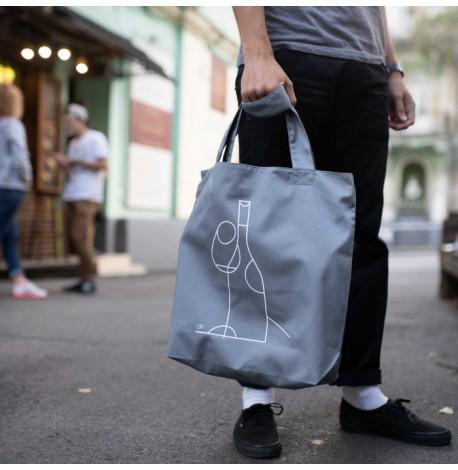 Эко сумка из саржи "Вино" (серая)