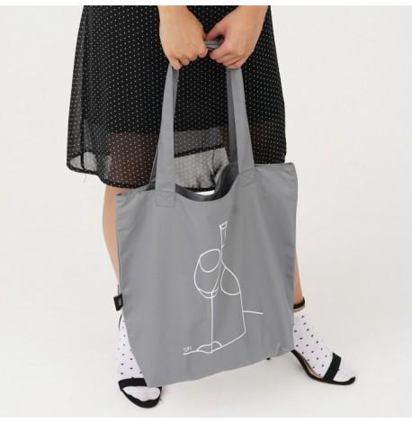 Эко сумка из саржи "Вино" (серая)