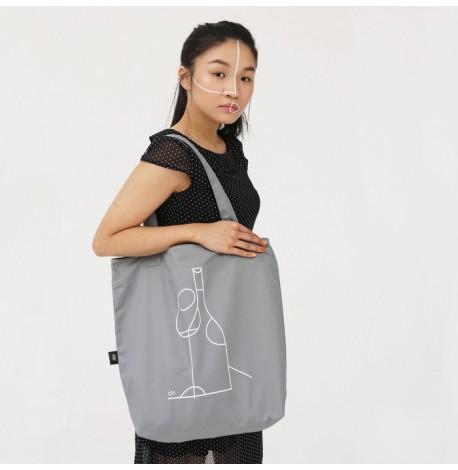 Эко сумка из саржи "Вино" (серая)