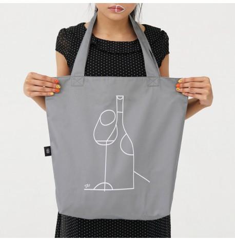 Эко сумка из саржи "Вино" (серая)