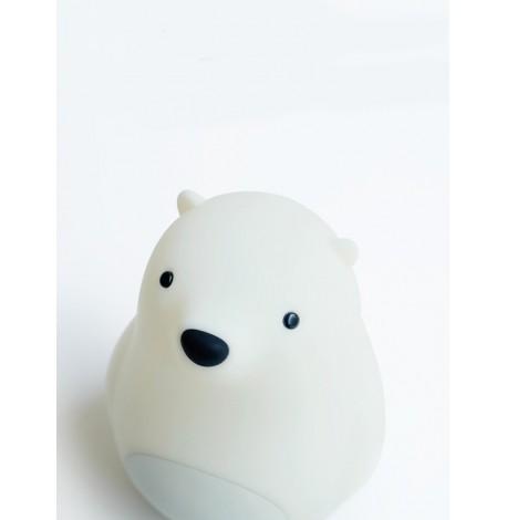 Детский силиконовый ночник с часами "Белый мишка"