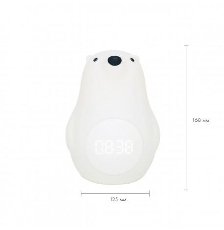 Детский силиконовый ночник с часами "Белый мишка"