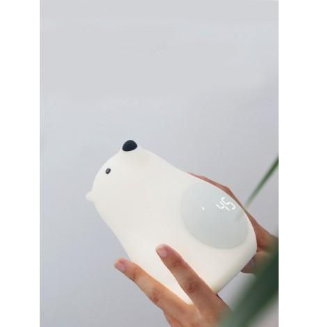 Детский силиконовый ночник с часами "Белый мишка"