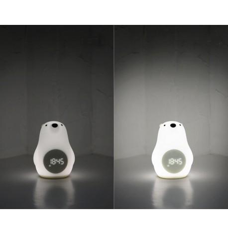 Детский силиконовый ночник с часами "Белый мишка"