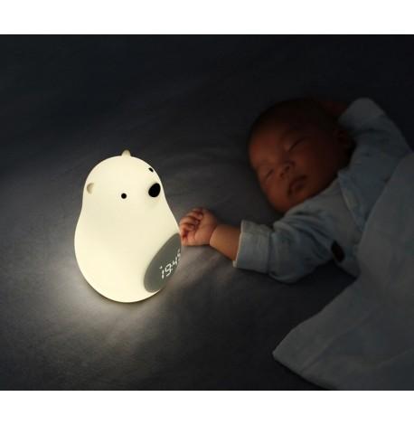 Детский силиконовый ночник с часами "Белый мишка"