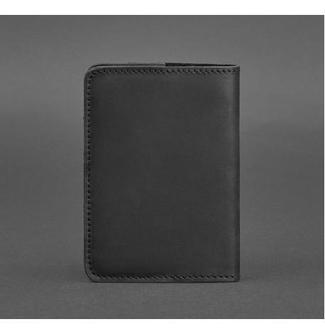 Обложка для паспорта из кожи 1.3 (черная) кожа Crazy Horse