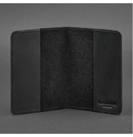 Обложка для паспорта из кожи 1.3 (черная) кожа Crazy Horse