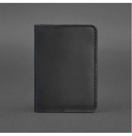 Обложка для паспорта из кожи 1.3 (черная) кожа Crazy Horse