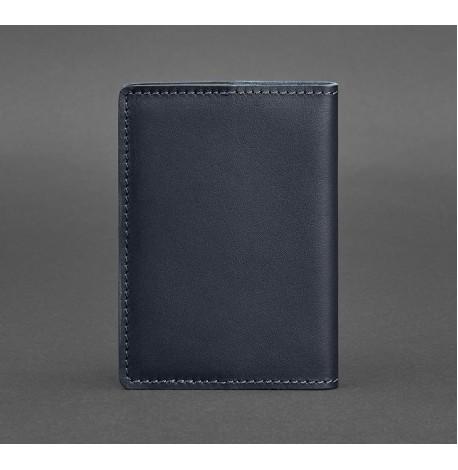 Обложка для паспорта из кожи 1.3 (темно-синяя) кожа Krast