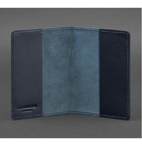 Обложка для паспорта из кожи 1.3 (темно-синяя) кожа Krast