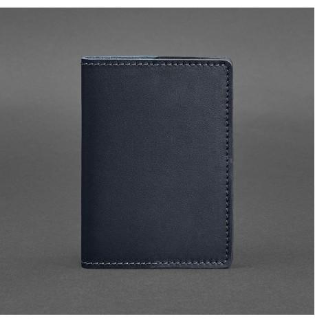 Обложка для паспорта из кожи 1.3 (темно-синяя) кожа Krast