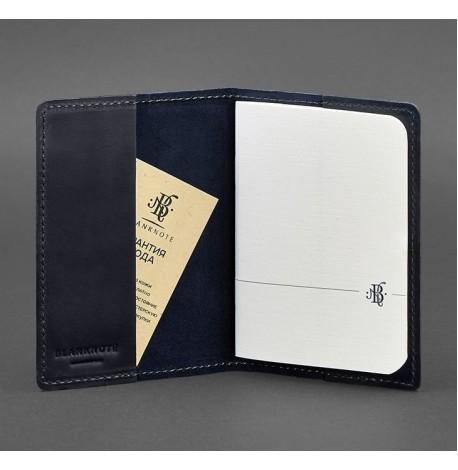 Обкладинка для паспорта зі шкіри 1.3 (темно-синя) шкіра Crazy Horse