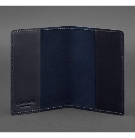 Обкладинка для паспорта зі шкіри 1.3 (темно-синя) шкіра Crazy Horse