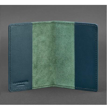 Обкладинка для паспорта зі шкіри 1.3 (зелена) шкіра Krast
