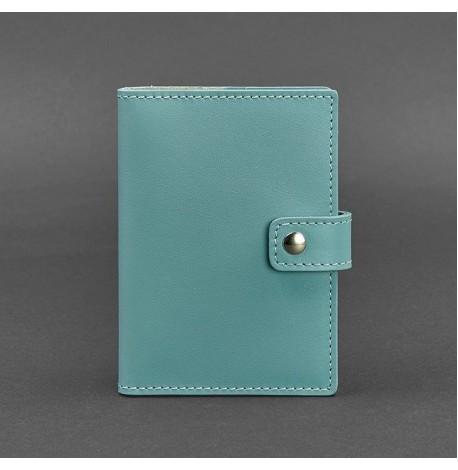 Обкладинка для паспорта зі шкіри з віконцем 5.0 (бірюзова)
