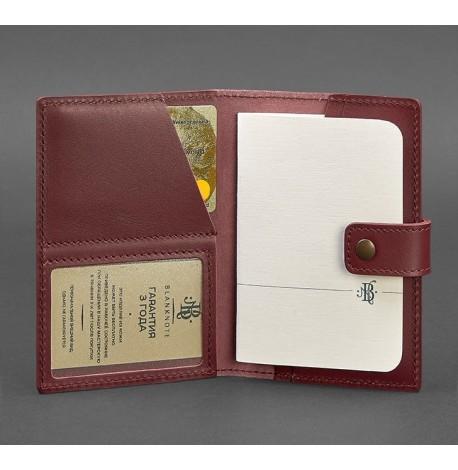 Обкладинка для паспорта зі шкіри з віконцем 5.0 (бордова) шкіра Krast