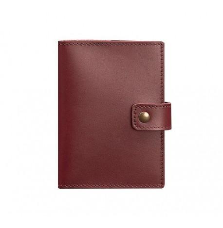Обкладинка для паспорта зі шкіри з віконцем 5.0 (бордова) шкіра Krast