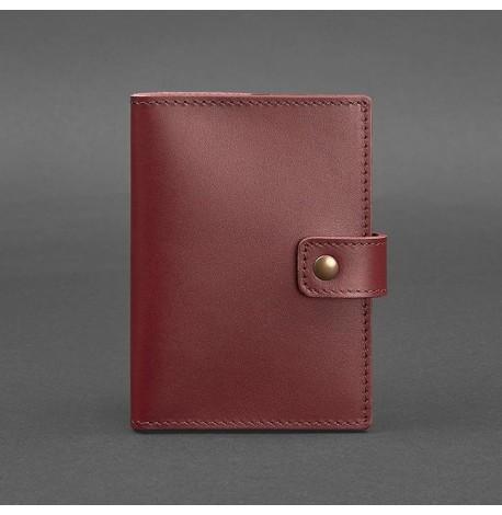 Обкладинка для паспорта зі шкіри з віконцем 5.0 (бордова) шкіра Krast