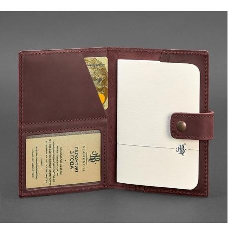 Обкладинка для паспорта зі шкіри з віконцем 5.0 (бордова) шкіра Crazy Horse