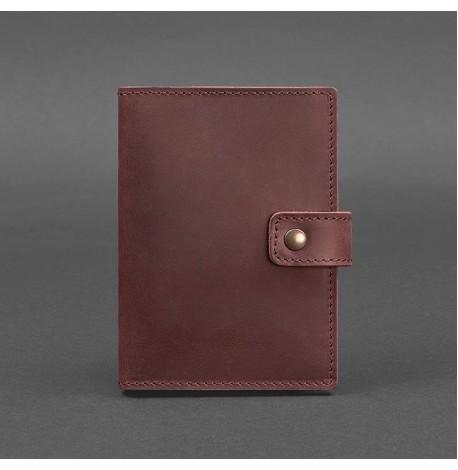 Обкладинка для паспорта зі шкіри з віконцем 5.0 (бордова) шкіра Crazy Horse