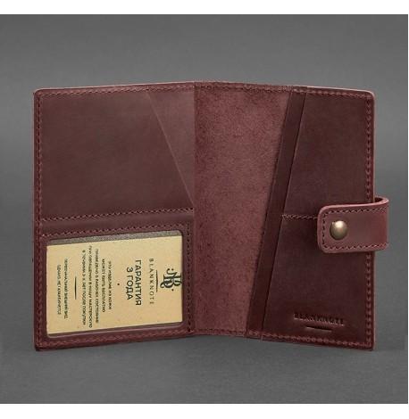 Обкладинка для паспорта зі шкіри з віконцем 5.0 (бордова) шкіра Crazy Horse