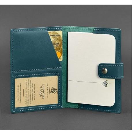 Обкладинка для паспорта зі шкіри з віконцем 5.0 (зелена)