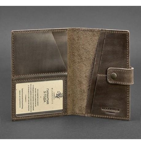 Обкладинка для паспорта зі шкіри з віконцем 5.0 (темно-коричнева)