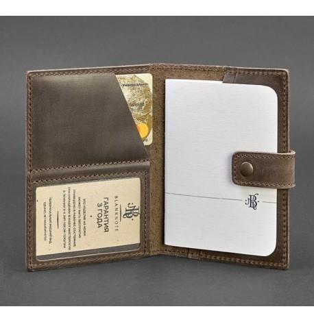 Обкладинка для паспорта зі шкіри з віконцем 5.0 (темно-коричнева)