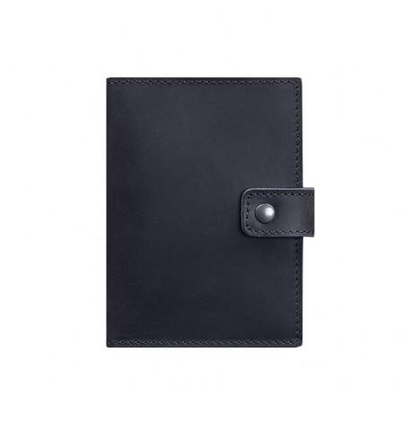 Обкладинка для паспорта зі шкіри з віконцем 5.0 (темно-синя) шкіра Crazy Horse