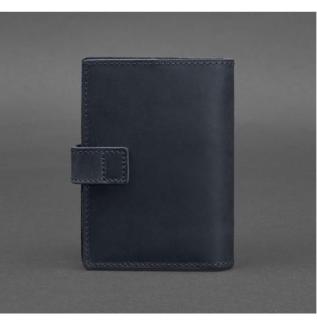 Обкладинка для паспорта зі шкіри з віконцем 5.0 (темно-синя) шкіра Crazy Horse