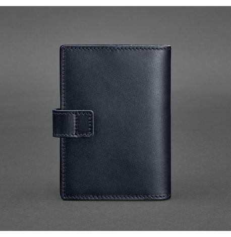 Обкладинка для паспорта зі шкіри з віконцем 5.0 (темно-синя) шкіра Krast