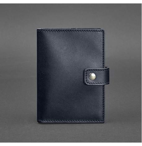 Обкладинка для паспорта зі шкіри з віконцем 5.0 (темно-синя) шкіра Krast