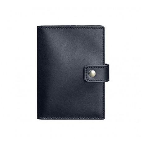 Обкладинка для паспорта зі шкіри з віконцем 5.0 (темно-синя) шкіра Krast
