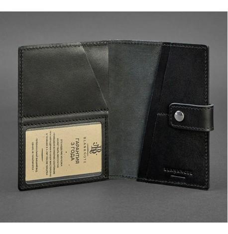 Обкладинка для паспорта зі шкіри з віконцем 5.0 (чорна)