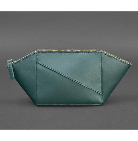 Косметичка з натуральної шкіри (зелена) шкіра Krast