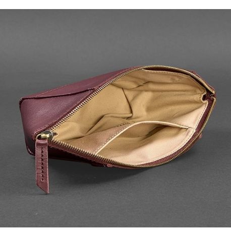 Косметичка з натуральної шкіри (бордова) шкіра Krast