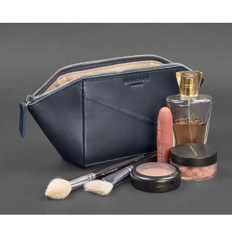 Косметичка з натуральної шкіри (темно-синя) шкіра Krast