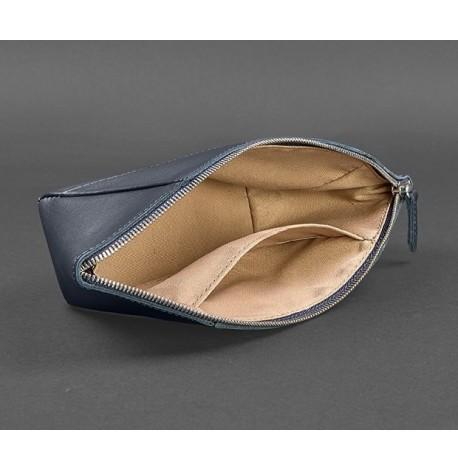 Косметичка з натуральної шкіри (темно-синя) шкіра Krast