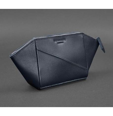 Косметичка з натуральної шкіри (темно-синя) шкіра Krast