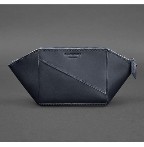 Косметичка з натуральної шкіри (темно-синя) шкіра Krast