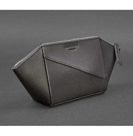 Косметичка из натуральной кожи (черная) кожа Krast