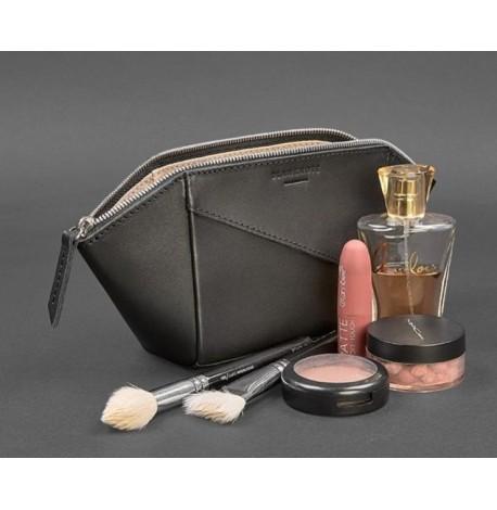 Косметичка из натуральной кожи (черная) кожа Krast