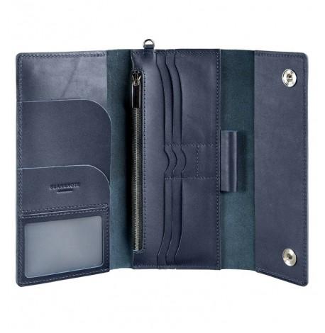 Шкіряний клатч-органайзер (тревел-кейс) 5.1 (темно-синій)