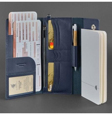Шкіряний клатч-органайзер (тревел-кейс) 5.1 (темно-синій)
