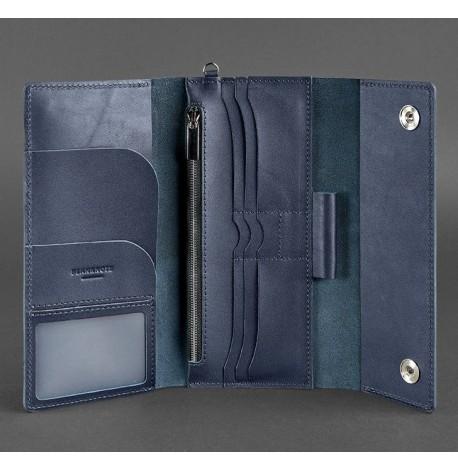 Шкіряний клатч-органайзер (тревел-кейс) 5.1 (темно-синій)